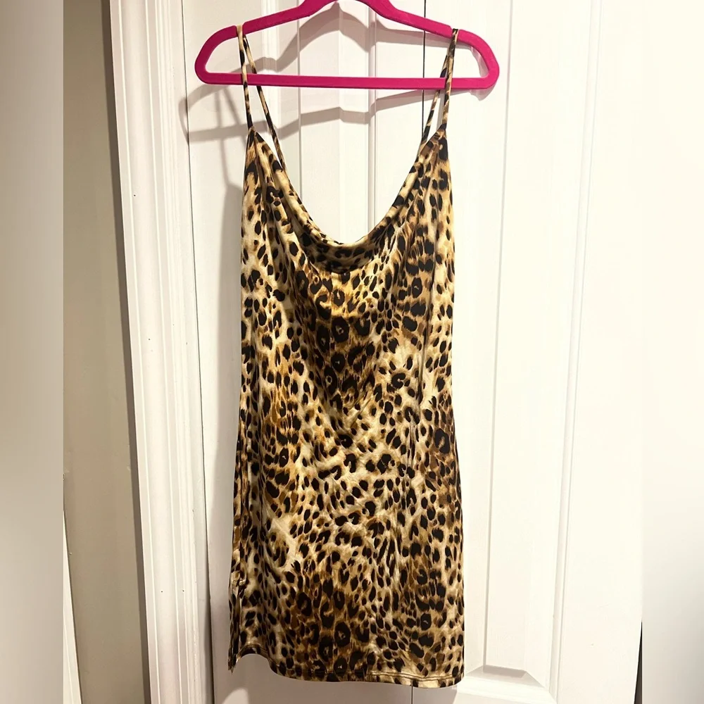 Leopard Satin Dress - Picture 1 of 2